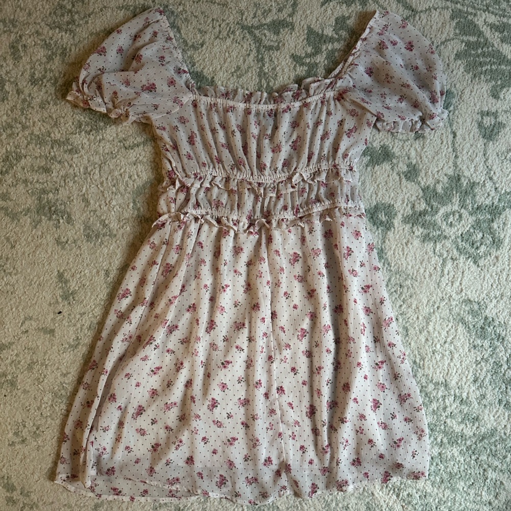Puff Sleeve Pink Floral Dress
